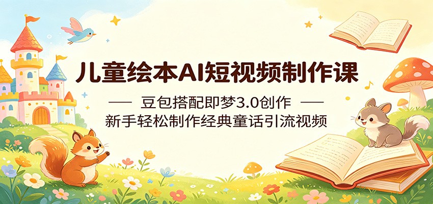 儿童绘本AI短视频制作课：豆包搭配即梦3.0创作，新手轻松制作经典童话引流视频-源创文化
