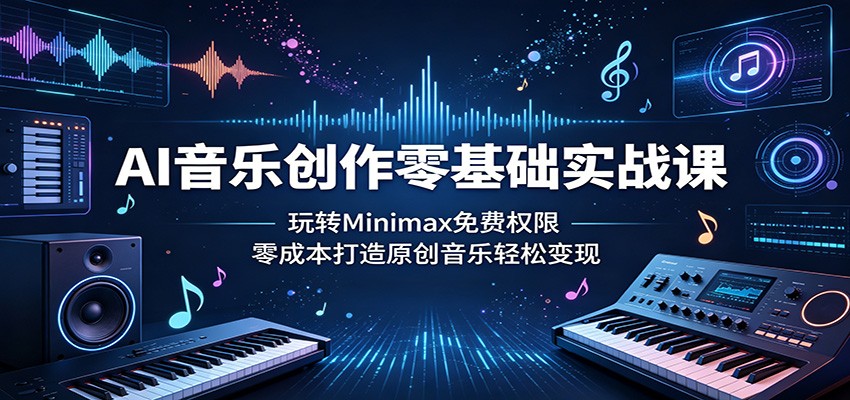 AI音乐创作零基础实战课：玩转Minimax免费权限，零成本打造原创音乐轻松变现-源创文化