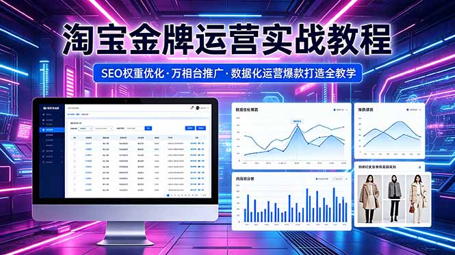 2026 淘宝金牌运营实战教程，SEO权重优化万相台推广，数据化运营爆款打造全教学-源创文化