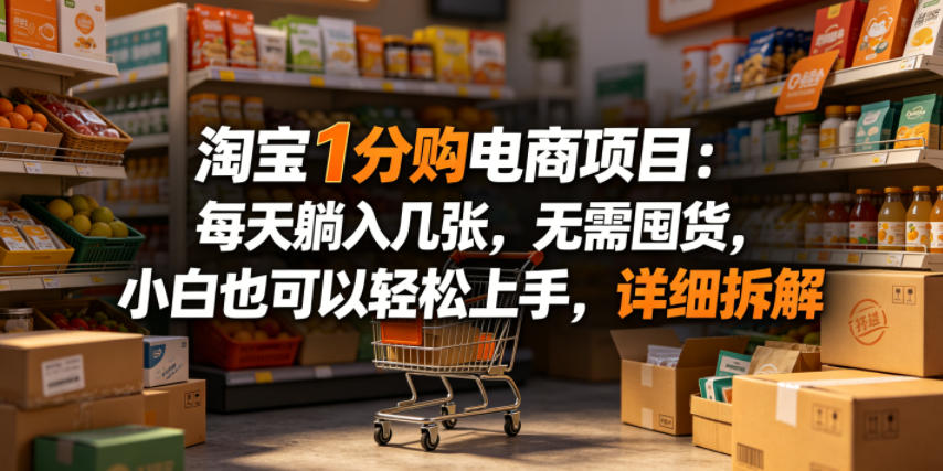 淘宝1分购电商项目：每天躺入几张，无需囤货，小白也可以轻松上手，详细拆解-源创文化