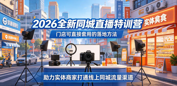 2026全新同城直播特训营，门店可直接套用的落地方法，助力实体商家打通线上同城流量渠道-源创文化