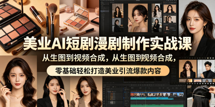 美业AI短剧漫剧制作实战课，从生图到视频合成，零基础轻松打造美业引流爆款内容-源创文化