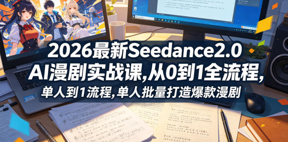 2026最新Seedance2.0 AI漫剧实战课,，从0到1全流程，单人批量打造爆款漫剧-源创文化
