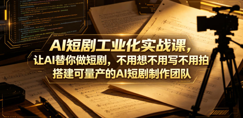 AI短剧工业化实战课，让AI替你做短剧，不用想不用写不用拍，搭建可量产的AI短剧制作团队-源创文化