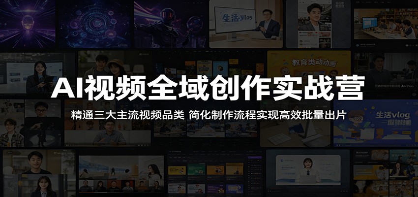 AI视频全域创作实战营：精通三大主流视频品类，简化制作流程实现高效批量出片-源创文化
