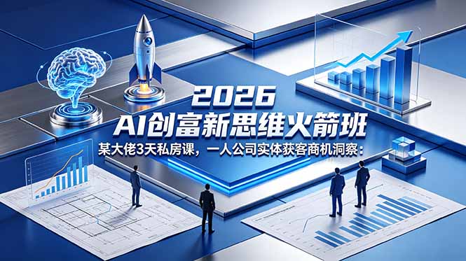 2026 AI 创富新思维火箭班：某大佬3天私房课，一人公司实体获客商机洞察-源创文化