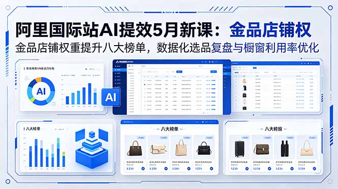 阿里国际站AI提效5月新课：金品店铺权重提升八大榜单，数据化选品复盘与橱窗利用率优化-源创文化