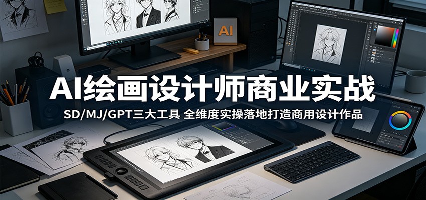 AI绘画设计师商业实战：SD/MJ/GPT三大工具，全维度实操落地打造商用设计作品-源创文化