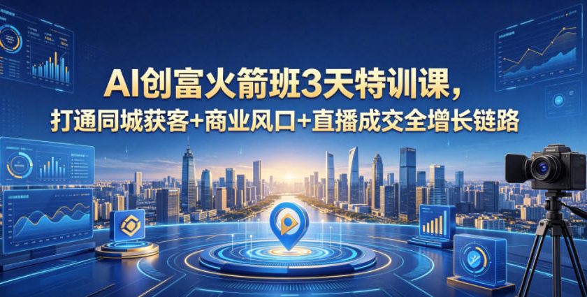 AI创富火箭班3天特训课，打通同城获客+商业风口+直播成交全增长链路，2026年4月新课-源创文化