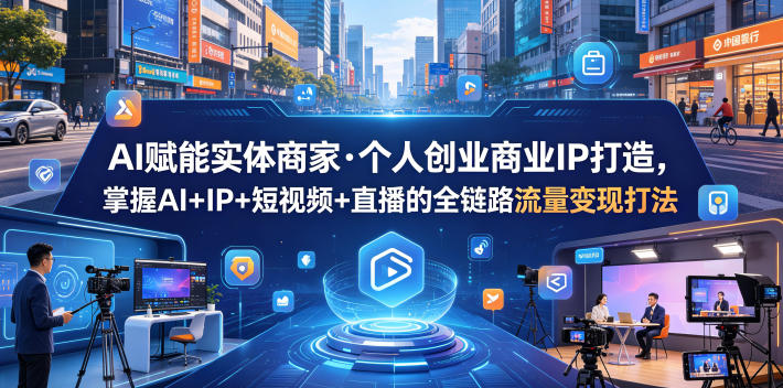 AI赋能实体商家·个人创业商业IP打造，掌握AI+IP+短视频+直播的全链路流量变现打法-源创文化