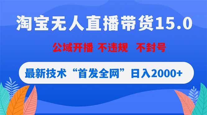 淘宝无人直播带货15.0，不封号，不违规，公域玩法，首发全网日入2000+-源创文化