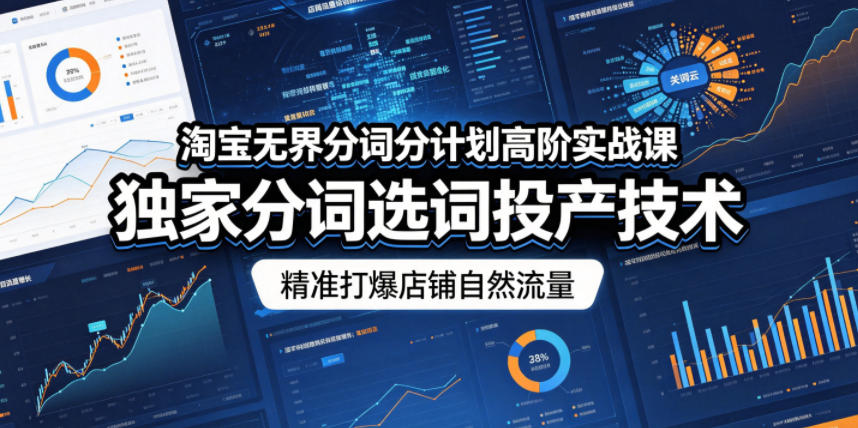 淘宝无界分词分计划高阶实战课，独家分词选词投产技术，精准打爆店铺自然流量-源创文化