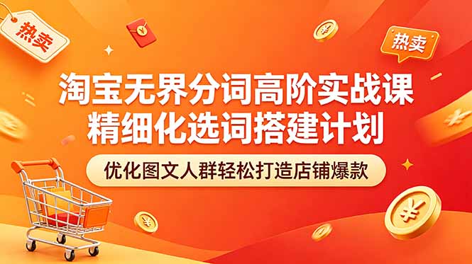 淘宝无界分词高阶实战课 精细化选词搭建计划 优化图文人群轻松打造店铺爆款-源创文化