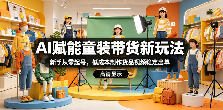 AI赋能童装带货新玩法，新手从零起号，低成本制作货品视频稳定出单-源创文化