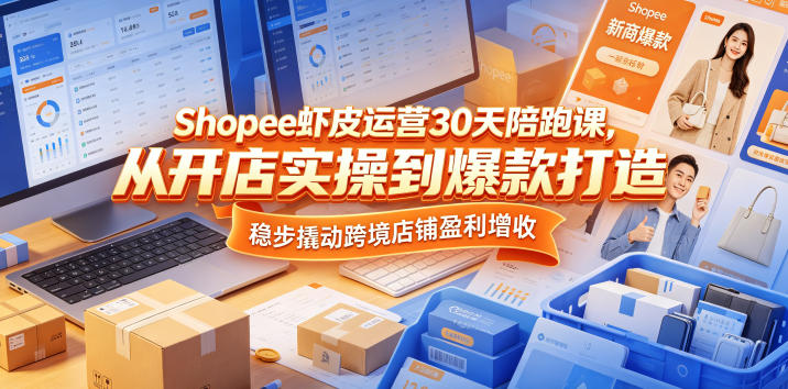 Shopee虾皮运营30天陪跑课，从开店实操到爆款打造，稳步撬动跨境店铺盈利增收-源创文化