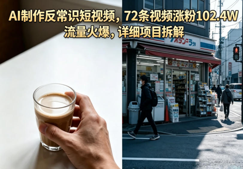 AI制作反常识短视频，72条视频涨粉102.4W，流量火爆，详细项目拆解-源创文化