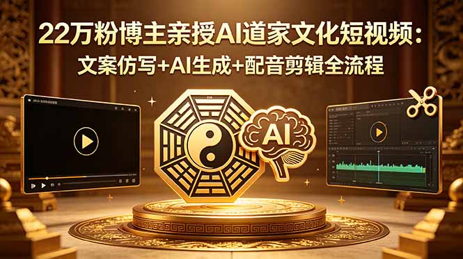 22万粉博主亲授AI道家文化短视频：文案仿写+AI生成+配音剪辑全流程-源创文化
