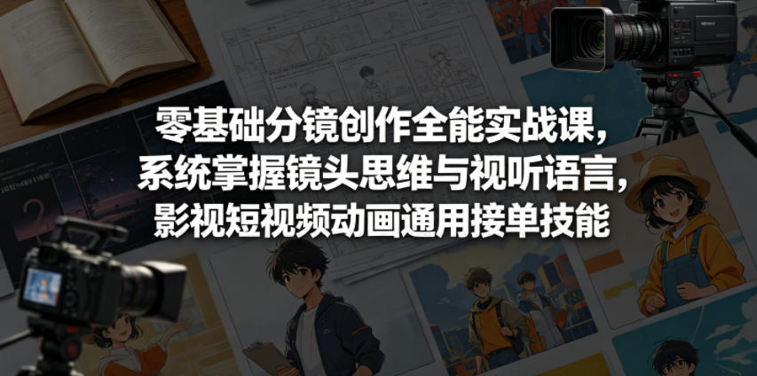 零基础分镜创作全能实战课，系统掌握镜头思维与视听语言，影视短视频动画通用接单技能-源创文化