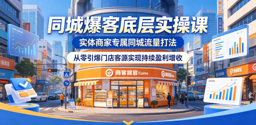 同城爆客底层实操课，实体商家专属同城流量打法，从零引爆门店客源实现持续盈利增收-源创文化