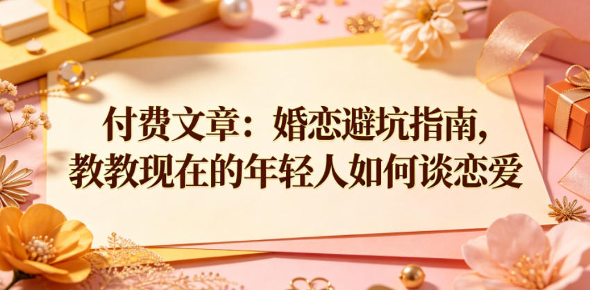 付费文章：婚恋避坑指南，教教现在的年轻人如何谈恋爱-源创文化