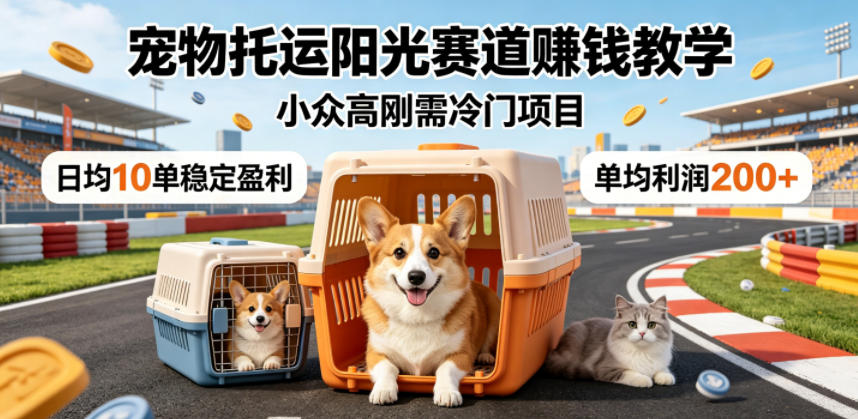 宠物托运阳光赛道賺钱教学，小众高刚需冷门项目，日均10单稳定盈利，单均利润200+-源创文化
