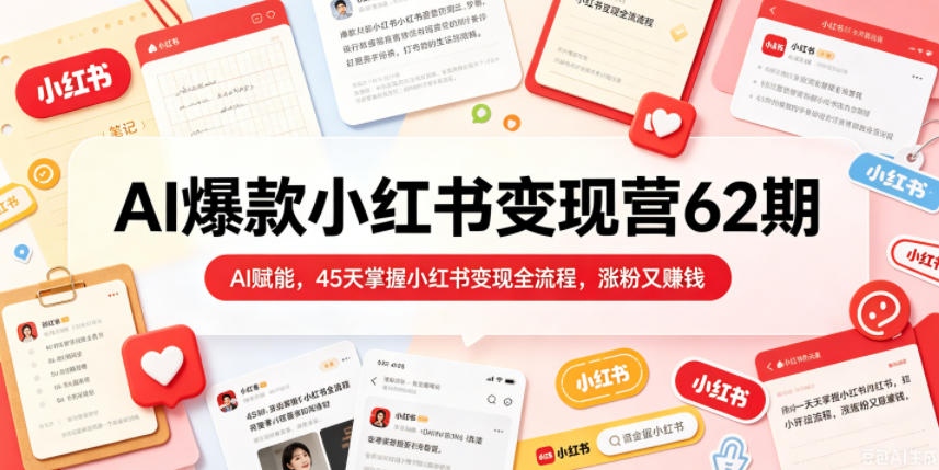 AI爆款小红书变现营62期2026年5月，AI赋能，45天掌握小红书变现全流程，涨粉又賺钱-源创文化
