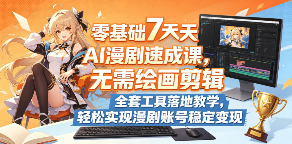 零基础7天AI漫剧速成课，无需绘画剪辑，全套工具落地教学，轻松实现漫剧账号稳定变现-源创文化