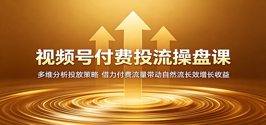 视频号付费投流操盘课：多维分析投放策略，借力付费流量带动自然流长效增长收益-源创文化