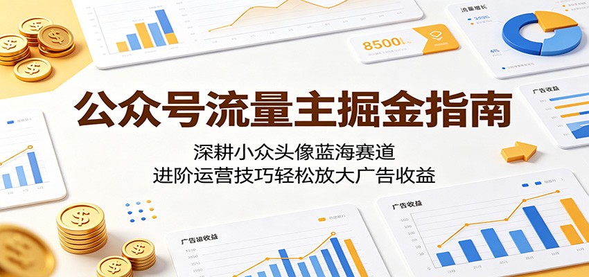 公众号流量主掘金指南：深耕小众头像蓝海赛道，进阶运营技巧轻松放大广告收益-源创文化