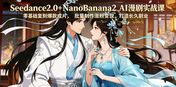 Seedance2.0+NanoBanana2 AI漫剧实战课，零基础复刻爆款成片涨粉变现，打造长久副业收益-源创文化