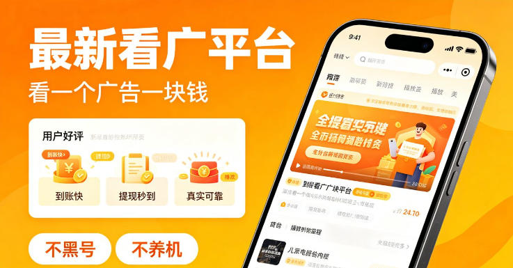 最新看广平台，看一个广告一块钱，好评无数，不黑号，不养机【揭秘】-源创文化