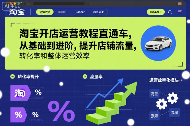 淘宝开店运营教程直通车，从基础到进阶，提升店铺流量，转化率和整体运营效率(更新26年05月27日)-源创文化
