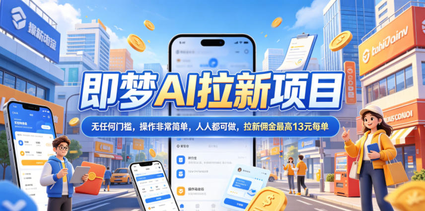 2026年即梦AI拉新项目最新玩法，无任何门槛，操作非常简单，人人都可做，拉新佣金最高13元每单-源创文化