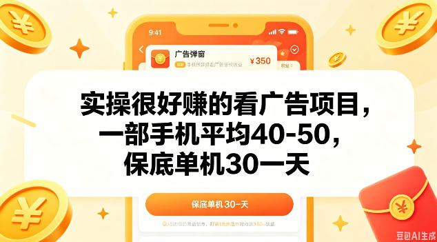 实操很好做的看广告项目，一部手机平均40-50，保底30单机一天【揭秘】-源创文化