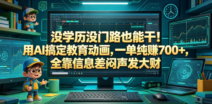 没学历没门路也能干！用AI搞定教育动画，一单纯賺700+，全靠信息差闷声发大财【揭秘】-源创文化