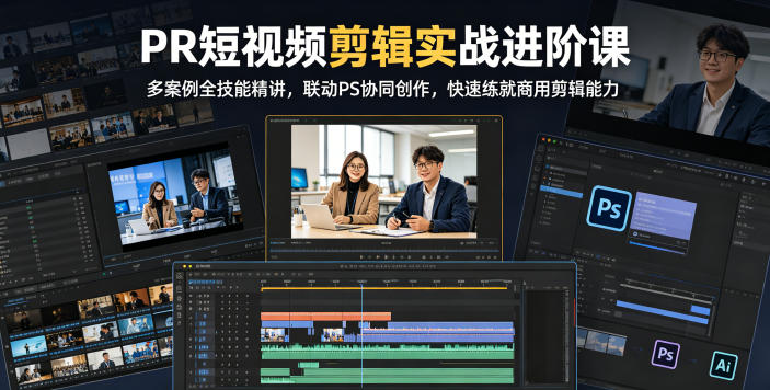 PR短视频剪辑实战进阶课，多案例全技能精讲，联动PS协同创作，快速练就商用剪辑能力-源创文化