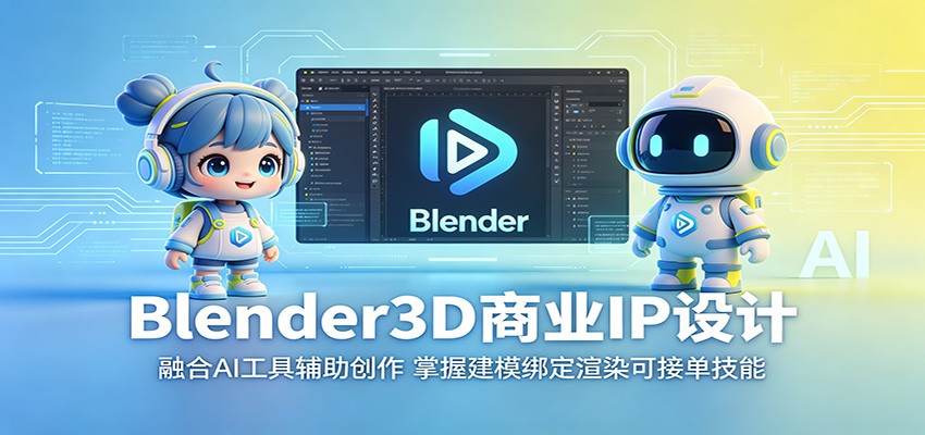 Blender3D商业IP设计：融合AI工具辅助创作，掌握建模绑定渲染可接单技能-源创文化