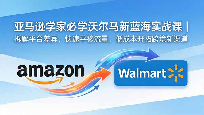 亚马逊卖家必学沃尔玛新蓝海实战课｜拆解平台差异，快速平移流量，低成本开拓跨境新渠道-源创文化