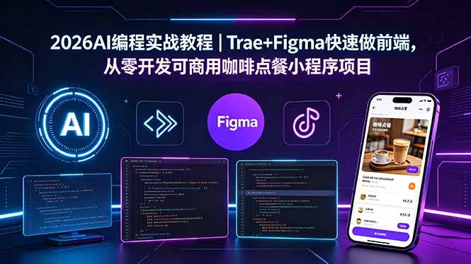 2026AI编程实战教程｜Trae+Figma快速做前端，从零开发可商用咖啡点餐小程序项目-源创文化