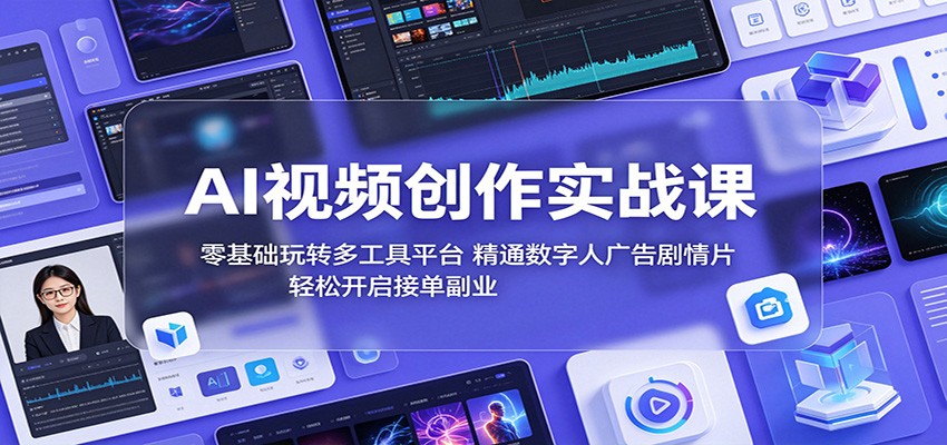 AI视频创作实战课：零基础玩转多工具平台，精通数字人广告、剧情片，轻松开启接单副业-源创文化