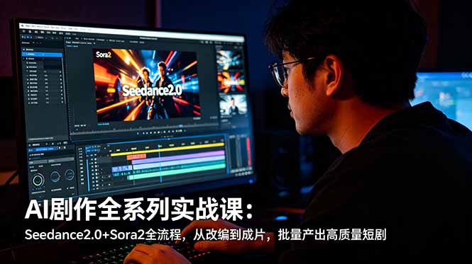 AI剧作全系列实战课：Seedance2.0+Sora2全流程，从改编到成片，批量产出高质量短剧-源创文化