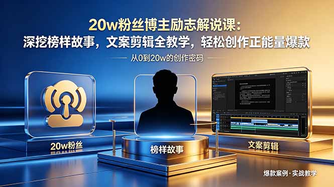 20w粉丝博主励志解说课：深挖榜样故事，文案剪辑全教学，轻松创作正能量爆款-源创文化