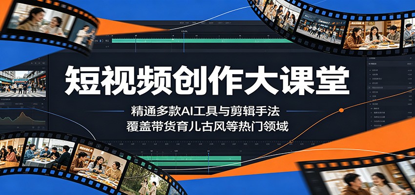 短视频创作大课堂：精通多款AI工具与剪辑手法，覆盖带货、育儿、古风等热门领域-源创文化