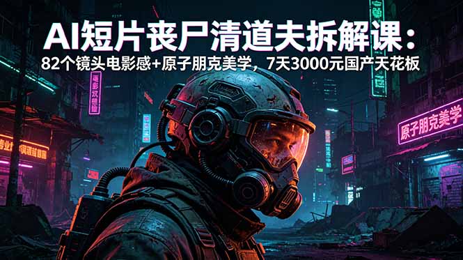 AI短片《丧尸清道夫》拆解课：82个镜头电影感+原子朋克美学，7天3000元国产天花板-源创文化
