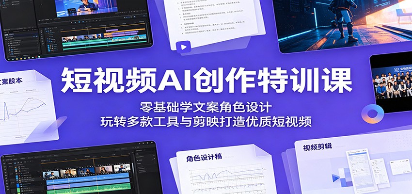 短视频AI创作特训课:零基础学文案角色设计,玩转多款工具与剪映打造优质短视频-源创文化