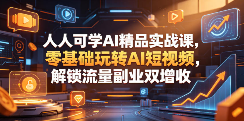 人人可学AI精品实战课,零基础玩转AI短视频,解锁流量副业双增收-源创文化
