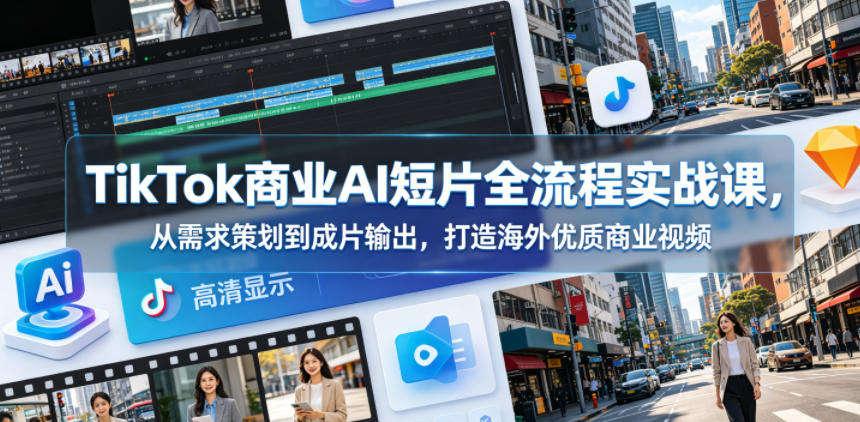 TikTok商业AI短片全流程实战课,从需求策划到成片输出,打造海外优质商业视频-源创文化