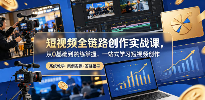 短视频全链路创作实战课,从0基础到熟练掌握,一站式学习短视频创作-源创文化
