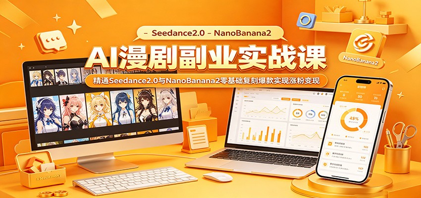 AI漫剧副业实战课：精通Seedance2.0与NanoBanana2零基础复刻爆款实现涨粉变现-源创文化