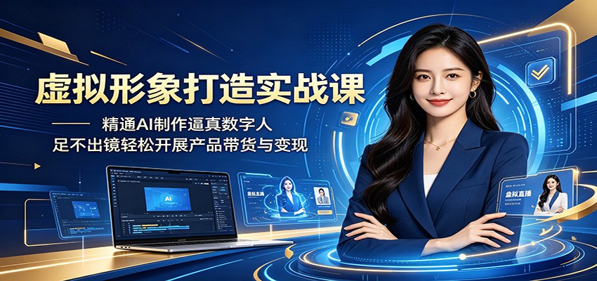 虚拟形象打造实战课：精通AI制作逼真数字人，足不出镜轻松开展产品带货与变现-源创文化